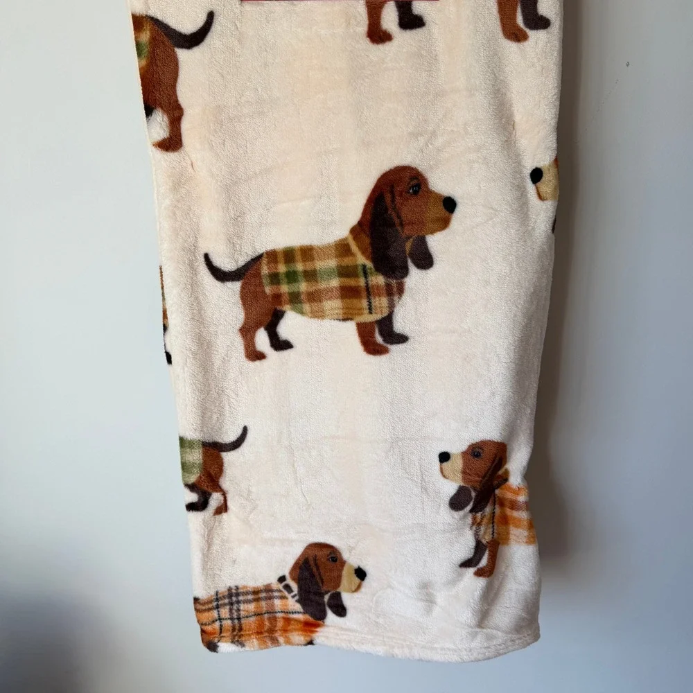 New Dachshund Dog Autumn Fall Throw Blanket 60x70 Brown Plaid Sweaters Cute